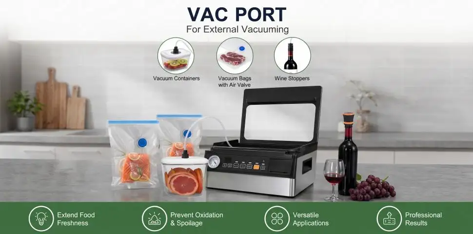 Machine d’emballage sous vide avec port de vide externe