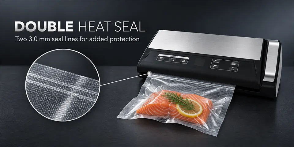 Scelleuse sous vide double joint avec conduites de scellement de 3 mm